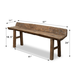 Approx. 57" Live Edge Vintage Bench Weathered Natural Approx. 57" Live Edge Vintage Bench Weathered Natural