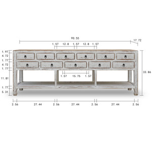 Amalfi Two Tones 11 Drawers Buffet Distressed White 91x18x34H ( Pre-order only) Amalfi Two Tones 11 Drawers Buffet Distressed White 91x18x34H ( Pre-order only)