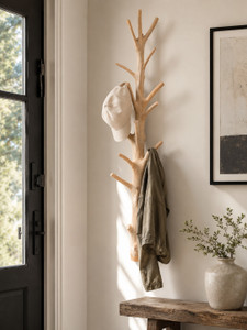 Approx. 6-7ft High Mangosteen Half Tree Wall Coat Rack Whitewash