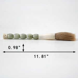 Approx.12" Oval shaped Natural Green Jade calligraphy brush Approx.12" Oval shaped Natural Green Jade calligraphy brush