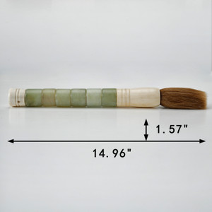 Approx. 15" Natural Green Cylindrical Jade Calligraphy Brush Approx. 15" Natural Green Cylindrical Jade Calligraphy Brush