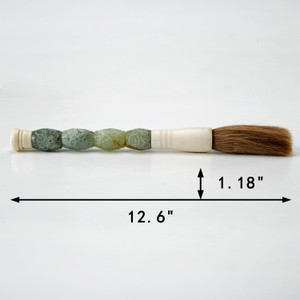 Approx.13" Hand Carved Drum-shaped Neutral Jade Calligraphy Brush Approx.13" Hand Carved Drum-shaped Neutral Jade Calligraphy Brush