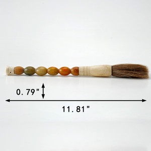 Approx.12" oval shaped jade beads calligraphy brush natural fall color Approx.12" oval shaped jade beads calligraphy brush natural fall color