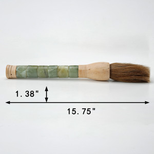 Approx. 16" Calligraphy Brush Neutral White Jade Cylinder With Wood Handle Approx. 16" Calligraphy Brush Neutral White Jade Cylinder With Wood Handle