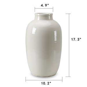17" Creamy White Tall Vase