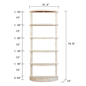 75"High Half Moon Bookshelf Distressed White