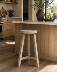 28" High Round Bar Stool Weathered Natural