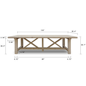Capri Ding Table Crossed Legs Weathered Natural Pinewood 118x39x31H Capri Ding Table Crossed Legs Weathered Natural Pinewood 118x39x31H