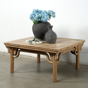 Ming Style Antique Square Coffee Table Approx.38 Inches Wide Weathered Natural Ming Style Antique Square Coffee Table Approx.38 Inches Wide Weathered Natural