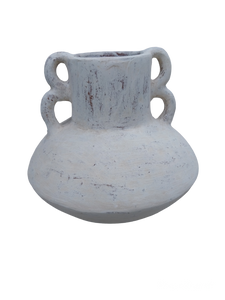Approx. 6" High Terracota Vase With Double Handles Off White Approx. 6" High Terracota Vase With Double Handles Off White
