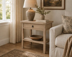 One Drawer Side Table Weathered Natural 28x20x30H