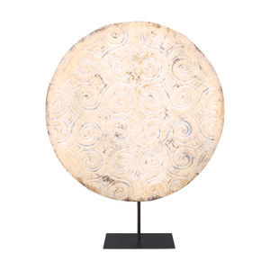 24" Wide Lucky Cloud Wood Disk with Iron Stand Vintage Style 24" Wide Lucky Cloud Wood Disk with Iron Stand Vintage Style