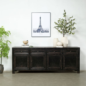 Four Drawers Sideboard Distressed Black 93x18x36H (Pre-order only) Four Drawers Sideboard Distressed Black 93x18x36H (Pre-order only)