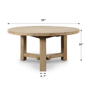 60 Inches round dining table weathered natural PRE-ORDER ONLY 60 Inches round dining table weathered natural PRE-ORDER ONLY