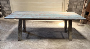 Approx. 118" Long Dining Table Reclaimed Teak Wood Vintage Blue Approx. 118" Long Dining Table Reclaimed Teak Wood Vintage Blue