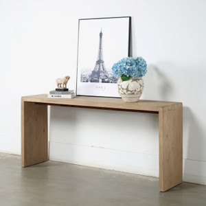 72 Inches Waterfall Console Table Reclaimed Pinewood Whitewash 72 Inches Waterfall Console Table Reclaimed Pinewood Whitewash