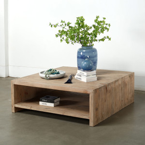48 Inches Waterfall Square Coffee Table Reclaimed Pinewood Whitewash 48 Inches Waterfall Square Coffee Table Reclaimed Pinewood Whitewash