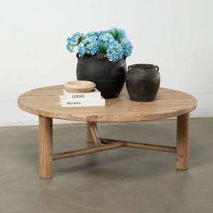 47" Round Coffee Table with Round Leg Weathered Natural   47" Round Coffee Table with Round Leg Weathered Natural