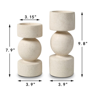 Bosa Travertine Candle Holders Set of Two 7.8"/10" H Bosa Travertine Candle Holders Set of Two 7.8"/10" H