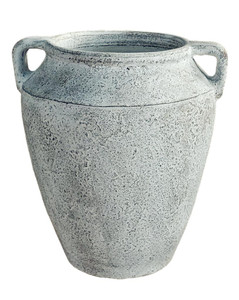 Approx. 16"H Vase Wide Opening with Two Handles Distressed White Approx. 16"H Vase Wide Opening with Two Handles Distressed White