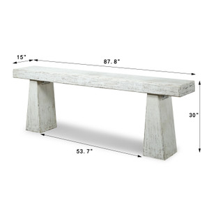 Approx. 88" Long Elba Primitive Console Table Distressed White Approx. 88" Long Elba Primitive Console Table Distressed White