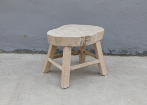 Approx. 26 Inches Wide Live Edge Rustic Elmwood Side Table Neutral Wood Tone 