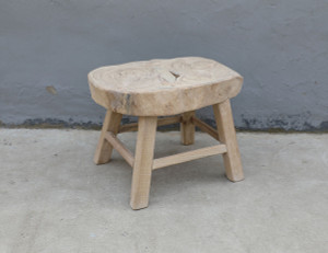 Approx. 29 Inches Wide Live Edge Rustic Elmwood Side Table Neutral Wood Tone 