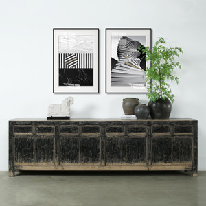 119 Inches Long 8 Drawers 8 Doors Sideboard Distressed Black 119 Inches Long 8 Drawers 8 Doors Sideboard Distressed Black
