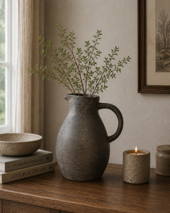 Approx. 9" H Charcoal Gray Pitcher Vintage Style (3" opening)