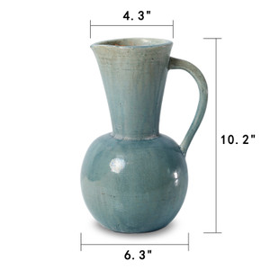 Approx. 10" H Vintage Style Blue-Green Pitcher (4.3" Opening) Approx. 10" H Vintage Style Blue-Green Pitcher (4.3" Opening)