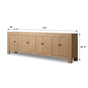 110 Inches Long 8 Doors Sideboard Weathered Natural Pine110x18x35.8H 110 Inches Long 8 Doors Sideboard Weathered Natural Pine110x18x35.8H