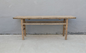 86" Long Elmwood Vintage Console Table Weathered Natural Finish
