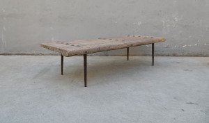65 Inches Wide Vintage Coffee Table with Metal Legs Weathered Natural 65.35x24.41x15.75H