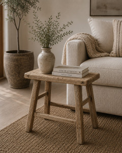 Vintage Rustic Stool Rectangular Approx. 16-24" Wide 8-12 Inches Deep with Thick Top (size & finish vary)