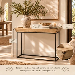 Approx.25 Inches Long 15 Inches Wide Vintage Tray with Iron Legs Weathered Natural (finish & size vary)