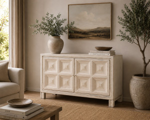 62" Wide Vernazza Cabinet with 2drs Creamy White