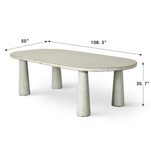 Amalfi Two Tones Oval Dining Table 98x39x31H Distressed White