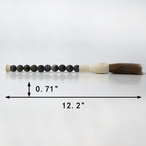 12" Jade Beads Calligraphy Brush Dark Neutral Green
