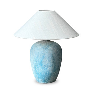 Approx.24" H Table Lamp Distressed  Aqua Blue with Linen Shade Approx.24" H Table Lamp Distressed  Aqua Blue with Linen Shade
