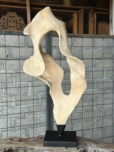 Approx.30-40 Inches Tall Wood Sculpture with Stand (size and color vary) Approx.30-40 Inches Tall Wood Sculpture with Stand (size and color vary)