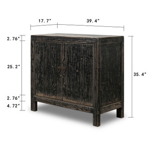 Two Doors Cabinet Distressed Black 39x18x35H