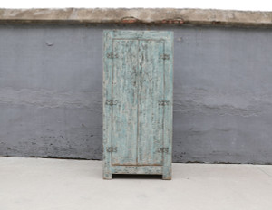 Tall cabinet distressed soft aqua 39.97x17.72x82.28H (Pre-order only)