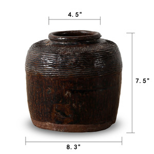 Approx. 7-10 Inches Vintage Jar with Brown Glaze (size vary) Approx. 7-10 Inches Vintage Jar with Brown Glaze (size vary)