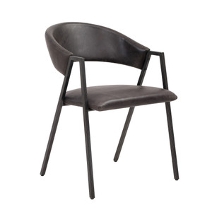 Genuine Leather Armchair with Iron Frame Vintage Black 21x24x31H Minim 2 Genuine Leather Armchair with Iron Frame Vintage Black 21x24x31H Minim 2