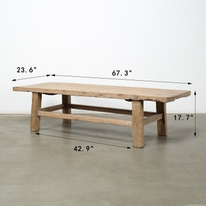 Vintage Walnut Wood Coffee Table 67.3x23.6x17.7H Warm Wood Tone Vintage Walnut Wood Coffee Table 67.3x23.6x17.7H Warm Wood Tone