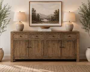 Capri 4 drawers buffet vintage gray solid pinewood