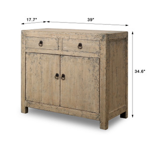 Two Drawers Cabinet Vintage Gray 39x18x35H Two Drawers Cabinet Vintage Gray 39x18x35H