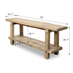 Rustic Vintage Sorrento Console Table Approx. 72x16x29H Weathered Natural Rustic Vintage Sorrento Console Table Approx. 72x16x29H Weathered Natural