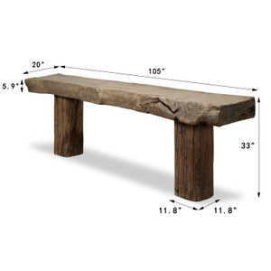 105 Inches Long Live Edge Console Weathered Natural 105 Inches Long Live Edge Console Weathered Natural