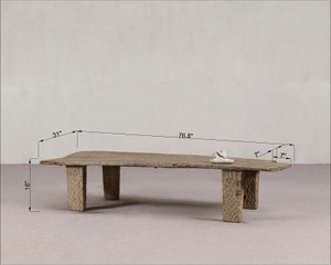 Approx. 77" Long 31" Deep Live Edge Vintage Coffee Table Weathered Natural Grey Tone Approx. 77" Long 31" Deep Live Edge Vintage Coffee Table Weathered Natural Grey Tone